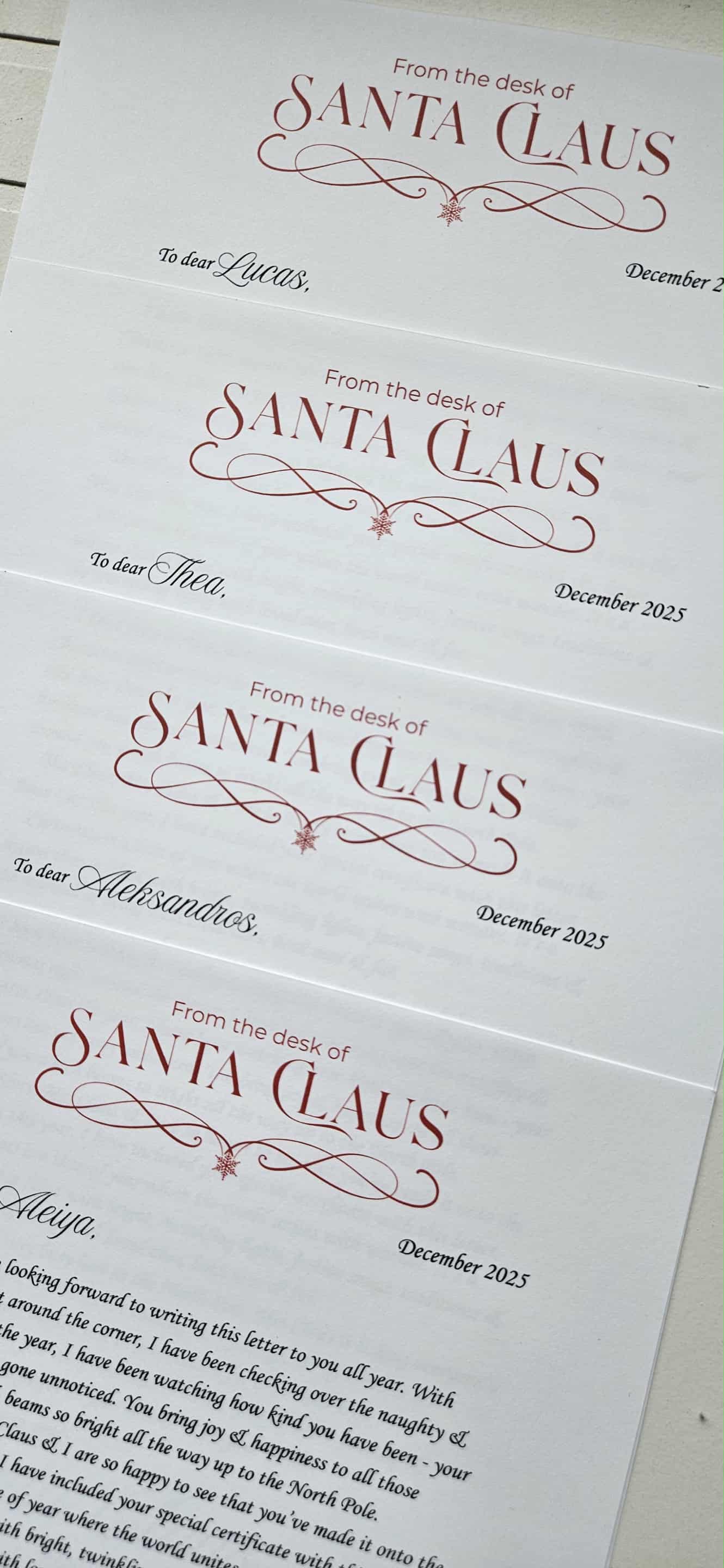 Letters from Santa and Nice List Certificate - Standard letter with Standard P.S. Message