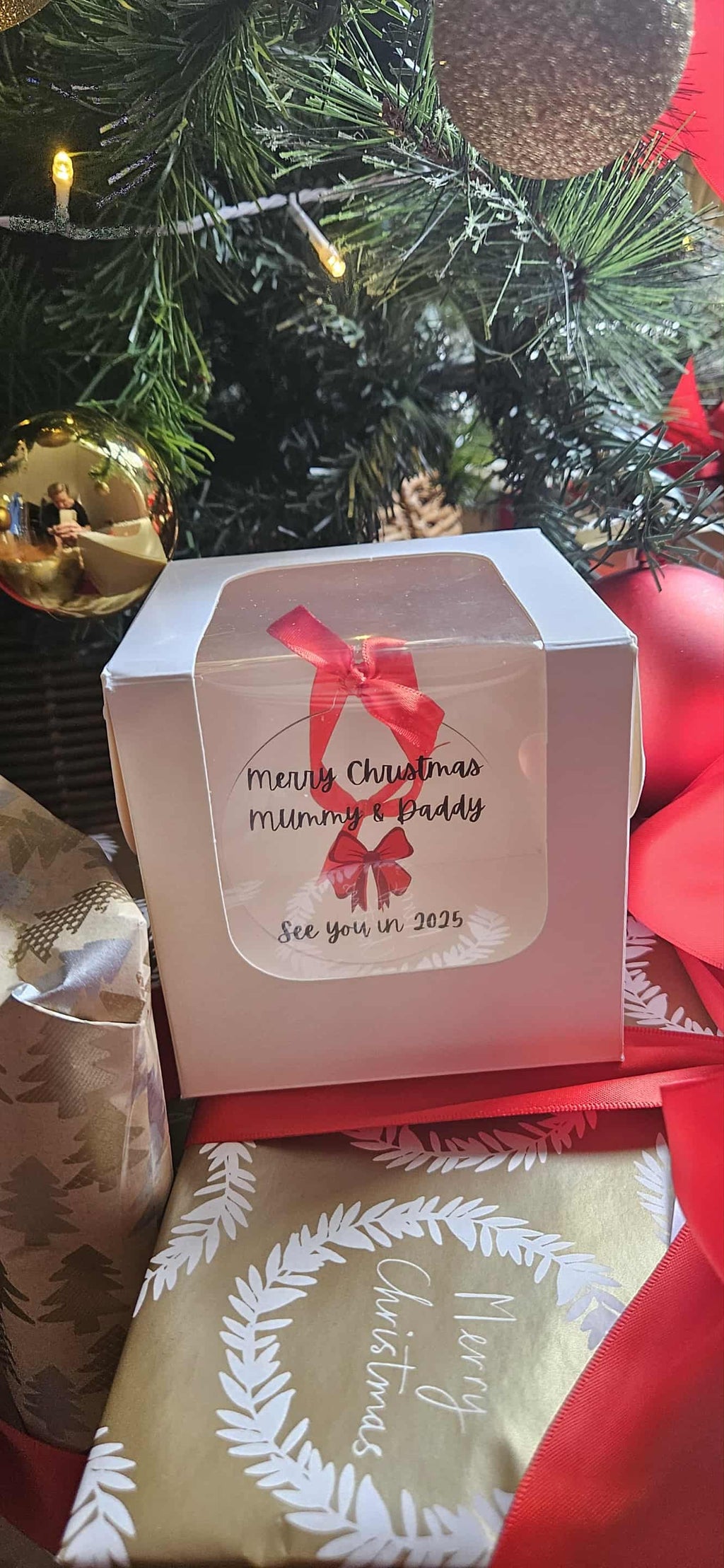 Merry Christmas Mummy & Daddy - see you in 2026 Bauble