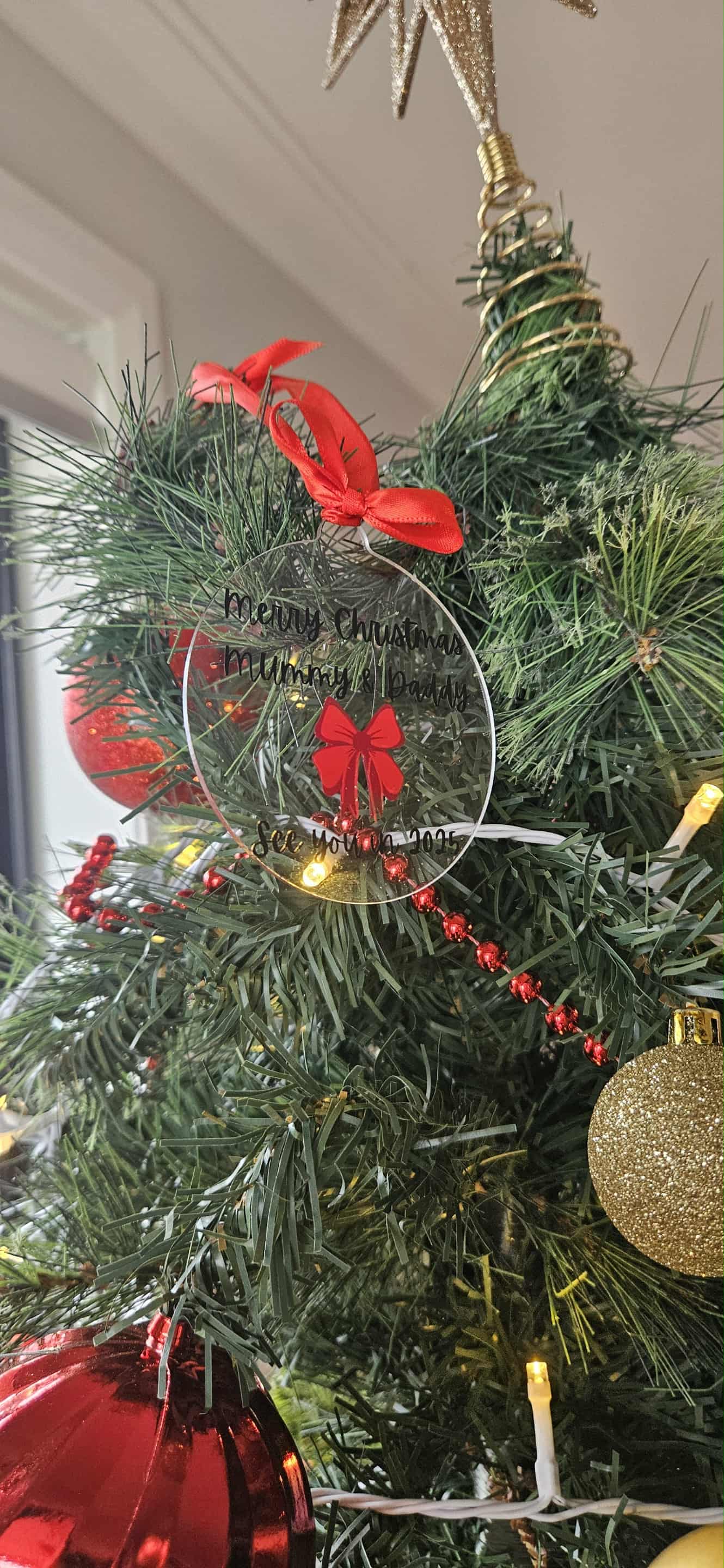 Merry Christmas Mummy & Daddy - see you in 2026 Bauble